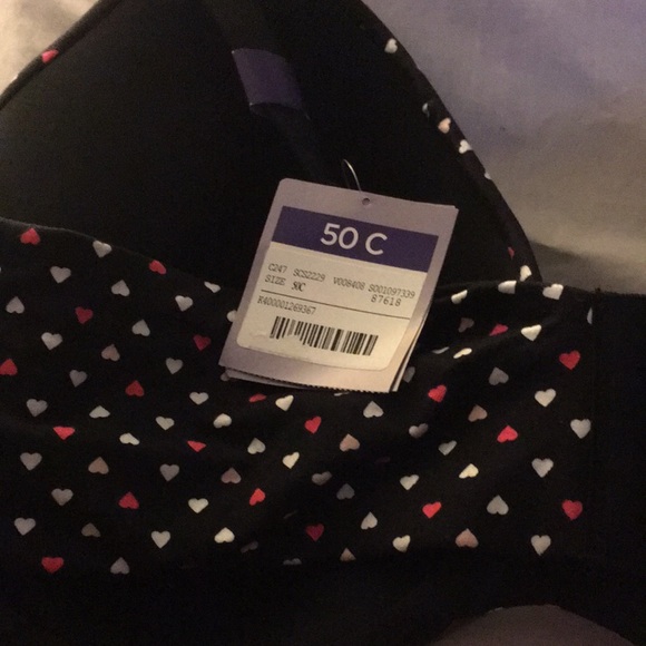 Catherines Small Hearts Full Coverage Underwire Bra Plus Size 50C - Picture 2 of 9